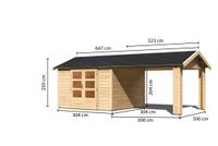 Gartenhaus "Gartenhaus Verino Z" SET naturbelassen mit Dachausbau, Schindeln, Boden, Dachrinne