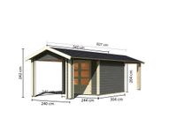 Gartenhaus "Gartenhaus Verino Y" SET terragrau mit 2x Dachausbau, Schindeln, Boden, Dachrinne