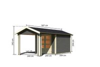 Gartenhaus "Gartenhaus Verino Y" SET terragrau mit Dachausbau, Schindeln, Boden, Dachrinne