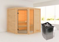 Sauna "Kühlungsborn" SET naturbelassen mit Ofen 9 kW integr. Strg.