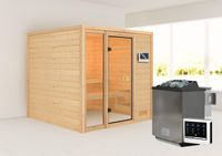 Sauna "Aachen" SET naturbelassen mit Ofen 9 kW Bio ext. Strg. Strg.