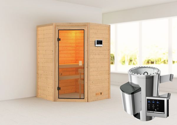 Sauna "Rysum" SET naturbelassen mit Ofen 3,6 kW ext. Strg.