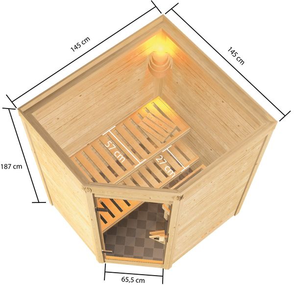 Sauna "Rysum" SET naturbelassen mit Ofen 3,6 kW ext. Strg.