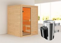 Sauna "Worpswede" SET naturbelassen mit Ofen 3,6 kW integr. Strg.