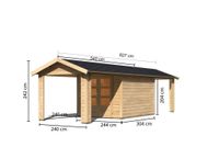 Gartenhaus "Gartenhaus Verino Y" SET naturbelassen mit 2x Dachausbau, Schindeln, Boden, Dachrinne