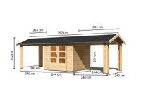 Gartenhaus "Gartenhaus Verino X" SET naturbelassen mit 2x Dachausbau, Schindeln, Boden, Dachrinne