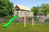 Stelzenhaus "Fidel" SET terragrau mit Wellenrutsche 3m grün