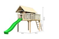 Stelzenhaus "Fidel" SET terragrau mit Wellenrutsche 3m grün