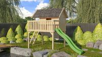 Stelzenhaus "Fidel" SET naturbelassen mit Wellenrutsche 3m grün