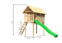 Stelzenhaus "Gernegroß" SET AKTION2 naturbelassen mit Rutsche grün