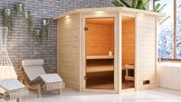 Sauna "Kühlungsborn" mit Kranz SET naturbelassen mit Ofen 9 kW integr. Strg.