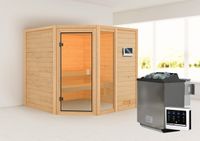 Sauna "Kühlungsborn" SET naturbelassen mit Ofen 9 kW Bio ext. Strg.