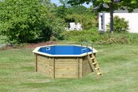 Massivholzpool 1 A mit Edelstahl-Einhängeleiter kesseldruckimprägniert