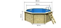 Massivholzpool 1 A mit Edelstahl-Einhängeleiter kesseldruckimprägniert