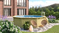 Massivholzpool Modell 2 X SET kesseldruckimprägniert mit Innenhülle blau