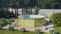Massivholzpool Modell 1 X SET kesseldruckimprägniert mit Innenhülle blau