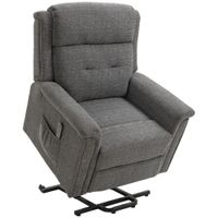 Elektrischer Aufstehsessel mit 2 Motoren Fernsehsessel Relaxsessel mit Liegefunktion Sessel mit Aufstehhilfe Seniorensessel mit Fernsteuerung mit Leinen-Optik Grau 89 x 96 x 108 cm