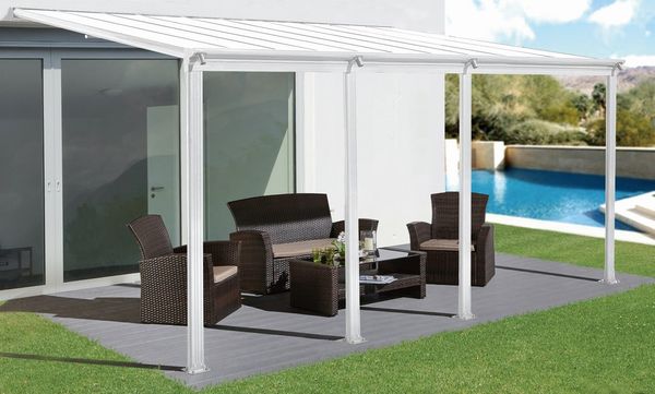 Terrassendach/Veranda, ca. 618 x 303 x 258 cm - Weiß