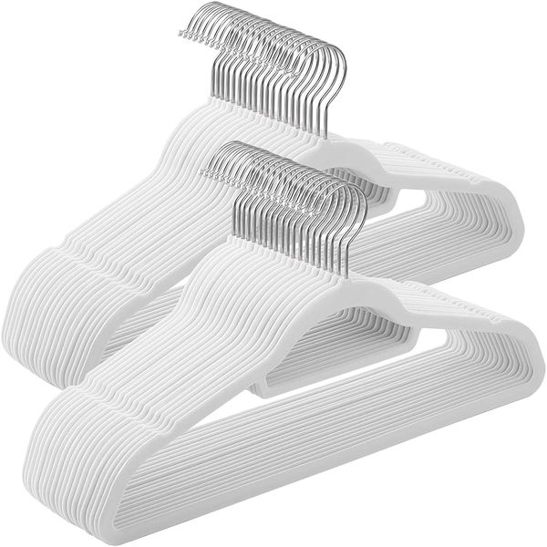 Samtkleiderbügel Weiß, 44x23x0,5 cm