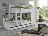 Etagenbett Sina mit 2 Liegeflächen, Kleiderschrank und Regal