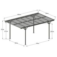 Design Carport, Autoüberdachung Garage Unterstand, ca. 503 x 305 x 232/217 cm - Anthrazit 