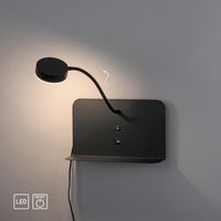 LeuchtenDirekt LED Wandleuchte BOARD, dreh- und schwenkbar, USB, 3000 K, Ablagefläche, Innenleuchte, IP20