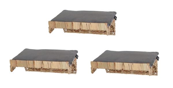 Katzen-Kletterwand WH mit Samtkissen 3er Set grau