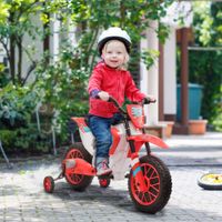 Elektromotorrad Kindermotorrad Kinderfahrzeug Elektrofahrzeug mit 2 abnehmbaren Stützrädern für Kinder ab 3 Jahren PP Metall Rot+Weiß 106,5 x 51,5 x 68 cm