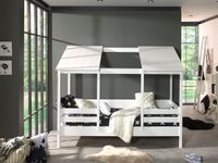 Hausbett mit 90 x 200 cm Liegefläche, offenes Dach in Weiß