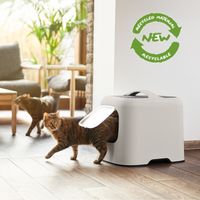 MyPet Biala Katzenklo mit Haube und Schaufel, cappuccino/anthrazit, recycletes Material