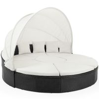 Sonneninsel Polyrattan mit Sonnendach 230x230x65cm schwarz creme