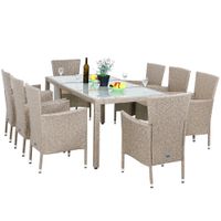 Sitzgruppe Polyrattan Bali G3 8+1 Set (17tlg) creme