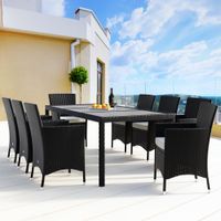 Sitzgruppe Polyrattan + WPC Riga 8+1 Set ( 17tlg) schwarz