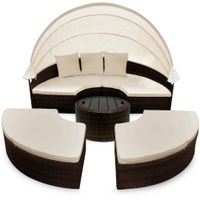 Sonneninsel Polyrattan mit Sonnendach 185x185x75cm braun creme