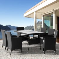 Sitzgruppe Polyrattan Nizza 6+1 Set schwarz