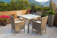 Sitzgruppe Polyrattan Bali 4+1 Set (9tlg) creme