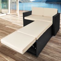 Gartenbank Kombination Polyrattan Lounge 2in1 4 tlgSofa: 125 x 77 x 70cm Sitztruhe: 108/143 x 51 x 4