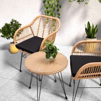 Balkonset Polyrattan Bambusoptik Bali 3 tlg Bambusoptik