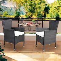 Polyrattan Gartenstuhl 2er-Set Braun/Creme stapelbar