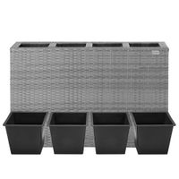 Blumenkasten Polyrattan 4er 95x60x27cm grau