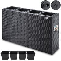 Blumenkasten Polyrattan 4er 95x60x27cm schwarz