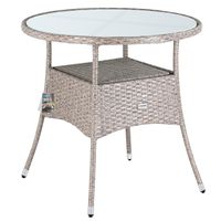 Gartentisch Polyrattan rund  80x74cm creme