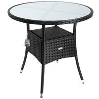 Gartentisch Polyrattan rund 80 x 74cm schwarz