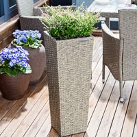 Blumenkasten Polyrattan (80 x 30 x 30cm) (61 x 24,5 x 24,5cm) (41 x 21 x 21cm) 3er Set creme