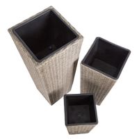 Blumenkasten Polyrattan 80x30x30cm 61x24,5x24,5cm 41x21x21cm 3er Set creme