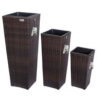 Blumenkasten Polyrattan 80x30x30cm 61x24,5x24,5cm 41x21x21cm 3er Set braun