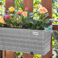 Blumenkasten Balkonkasten Polyrattan 60x20x19cm 2er Set grau
