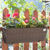 Blumenkasten - Balkonkasten Polyrattan 60 x20 x 19cm 2er Set braun