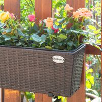 Blumenkasten Balkonkasten Polyrattan 60x20x19cm 2er Set braun
