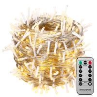 monzana® Lichterkette 400 LED mit Fernbedienung transparentes Kabel 40m warm weiß